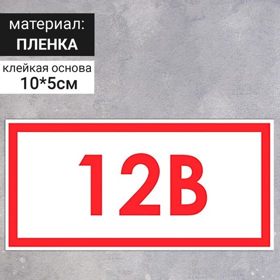 Табличка «Указатель напряжения 12В», плёнка, 100×50 мм