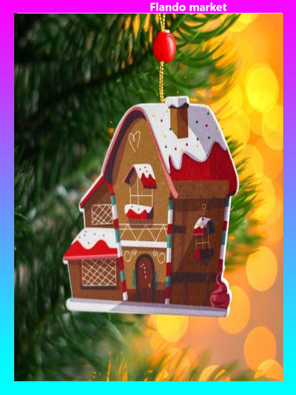 !09 Набор новогодних подвесок(набор 4 штуки):«Валенок с сюрпризом» 7 см. + «Дом пряник» 7 см. + "Елочка" 8,5 см. + «Скандинавский колокольчик» 7 см.дизайн МИКС