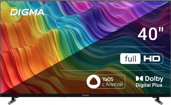 Телевизор LED 40&quot; Digma DM-LED40SBB33 черный Smart TV ЯндексТВ безрамочный