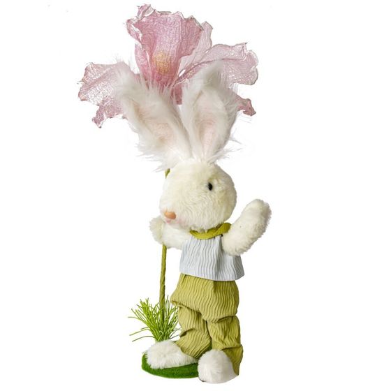 Фигурка декоративная &quot;Заяц с цветком&quot;, L14,5 W13 H39 см