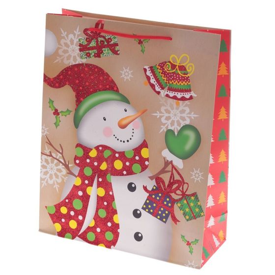 Пакет подарочный (бумага 230г/м2, блок микс 12шт), L26 W10 H32 см, 4в.