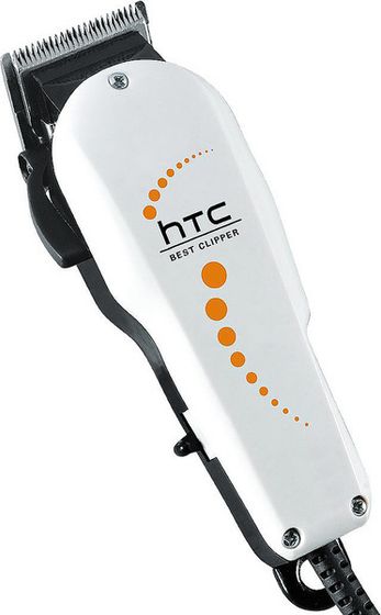 Машинка для стрижки HTC CT-7605 сеть (насадок 4шт) белый/черный/оранжевый