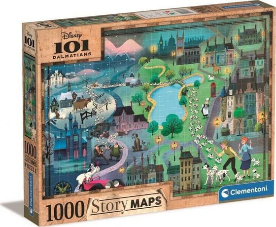 Clementoni Puzzle 1000 elementów Story Maps 101 Dalmatynczyków