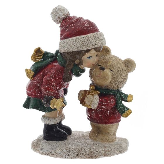 Фигурка декоративная &quot;Девочка и медвежонок&quot;, L9 W6,5 H12 см