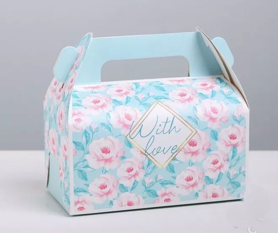 !09 Сундучок (набор 3 штуки) для сладкого With love, 16 × 15 × 9 см. голубого цвета