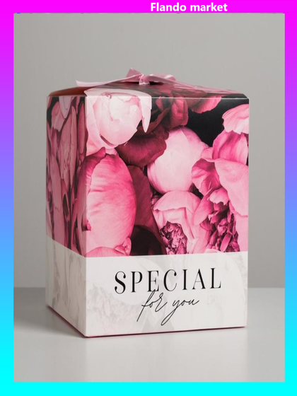 !09 Коробка складная «Цветы», (набор 3 штуки) 18 × 18 × 18 см.