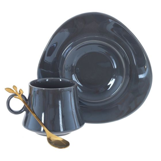 Кружка с блюдцем и ложкой, 200 мл, L16 W15,5 H8,5 см