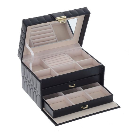 !09 Шкатулка для украшений, черный, под крокодил 22 x 15,5 x 13 см