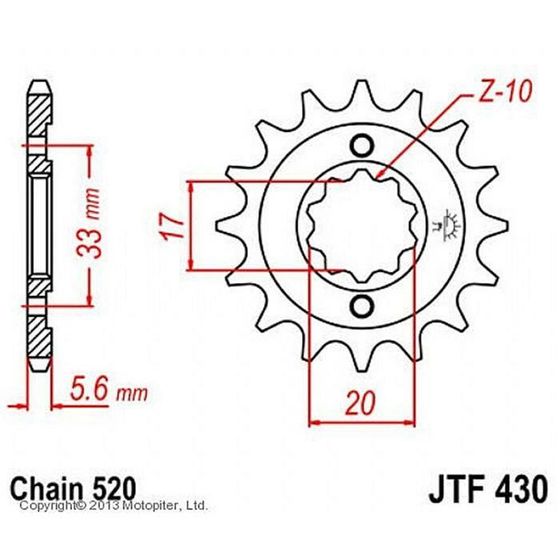 Звезда ведущая JTF430-14, F430-14, JT sprockets, цепь 520, 14 зубьев