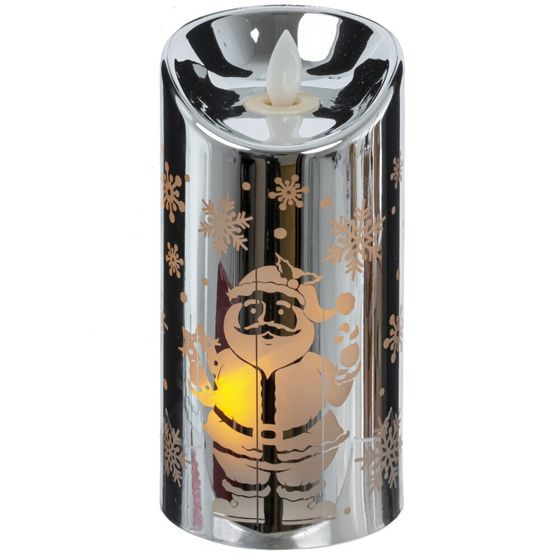 Изделие декор Свеча &quot;Серебряный Дед Мороз&quot; (подсвет, AAAх3 н/п) L7,5 W7,5 H14,5 см