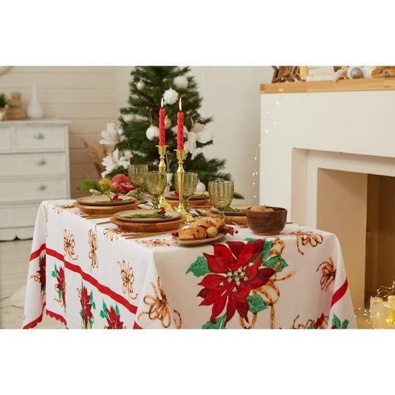 !09 Скатерть новогодняя &quot;Сказочный Новый год&quot; 145*260 см, 100% п/э