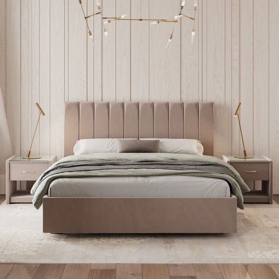 Кровать «Алькасар» с ПМ, 170×210 см, премиум велюр, цвет пыльная роза