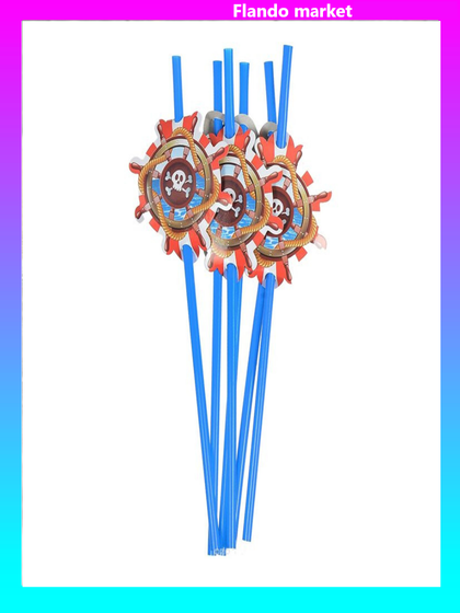 !09 Одноразовые трубочки для коктейлей Riota Веселый Пират, набор 6 штук