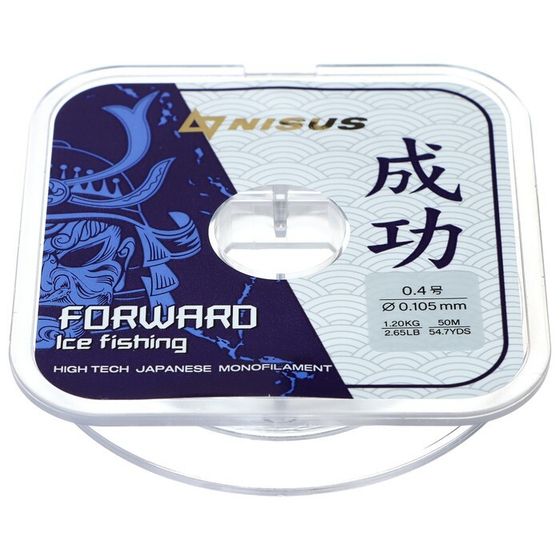 Леска Forward Ice Fishing, диаметр 0.105 мм, тест 1.2 кг, 50 м, Nylon Transparent Nisus