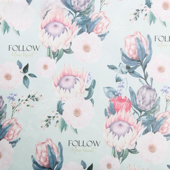 !09 Набор из 3-х листов упаковочной крафтовой бумаги размер 50 × 70 см: Бумага  "Макаруны"(2 листа)  + Бумага «Flowers» (1 лист)