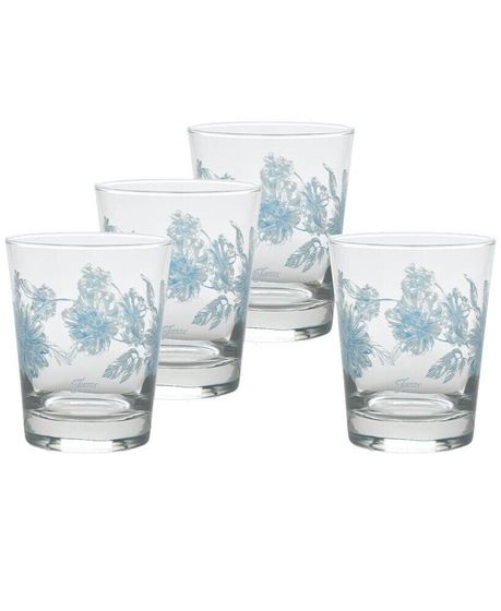 Botanical Floral 15-Ounce DOF Double Old Fashioned Glass Set of 4