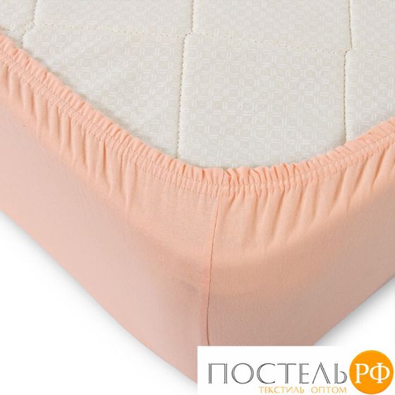 Ш120200перси Персик простыня ТРИКОТАЖ 120*200*20 на резинке Р011Т Трикотажное полотно Текс-Дизайн