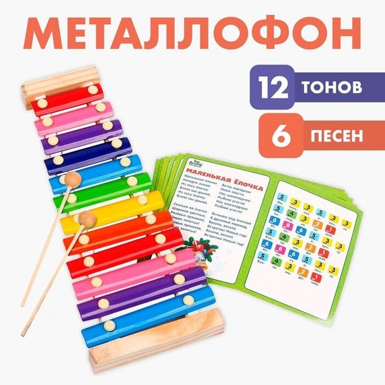 Металлофон, 12 тонов + карточки с песнями