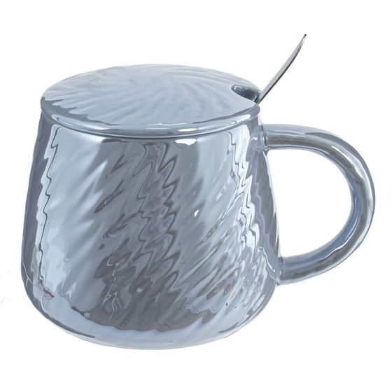 Кружка с крышкой и ложкой, 350 мл, L12,5 W9,5 H9 см