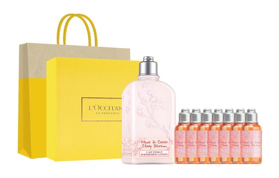 L&#39;OCCITANE Sweet Cherry Blossom Moisturizing Lotion Box Care Kits Moisten 250ml/250ml+35ml*6