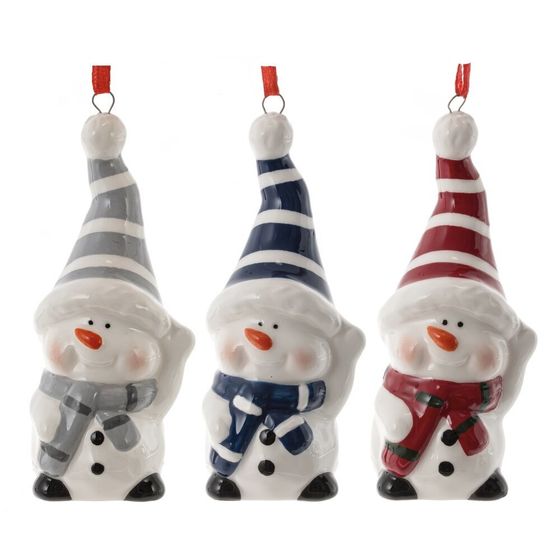 Фигурка декоративная подвесная &quot;Снеговик&quot;, L3,5 W4,5 H9,5 см, 3в.