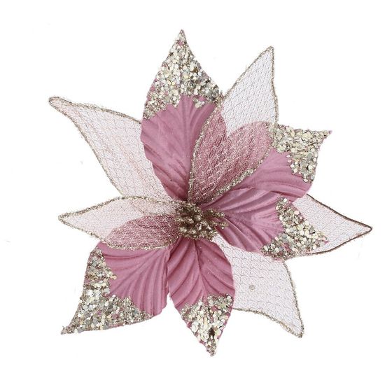 Цветок искусственный &quot;Пуансеттия&quot; (на клипсе), L25 W25 H8,5 см