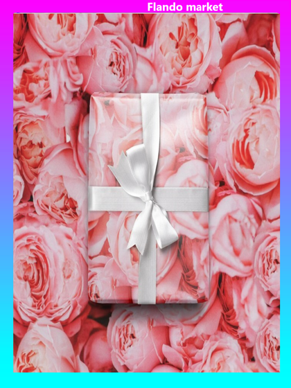 !09 Бумага упаковочная (набор 4 листа) глянцевая «Пионы» 70 × 100 см.