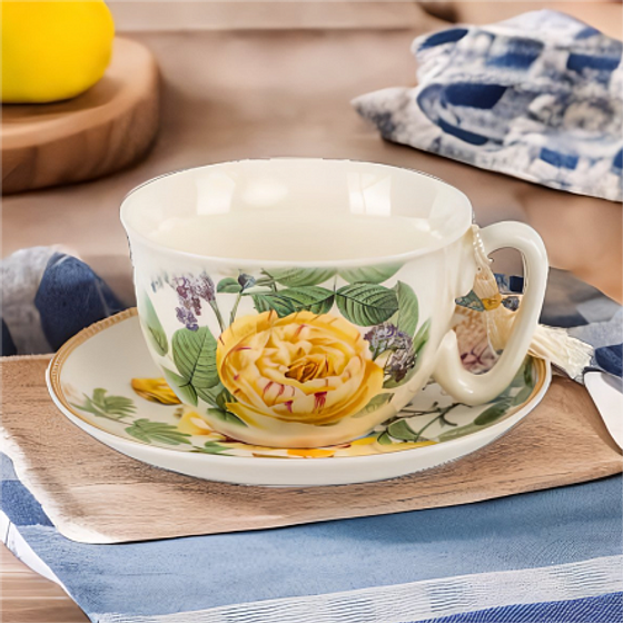 Чайная пара ЖЕЛТЫЕ РОЗЫ 300мл