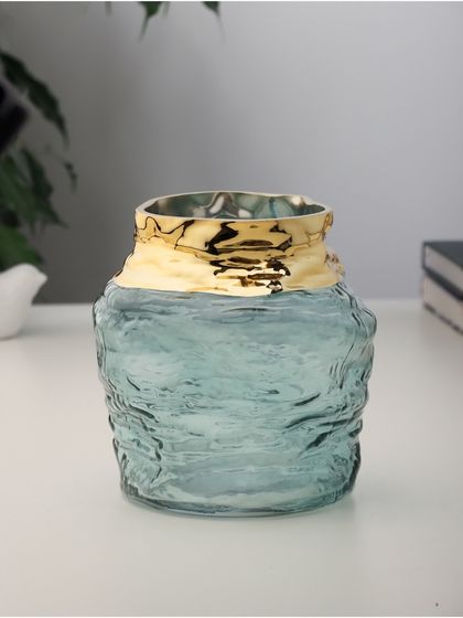 Ваза «Кэли стиль», элит, d=11 см, 17×15 см, стекло, зелёная