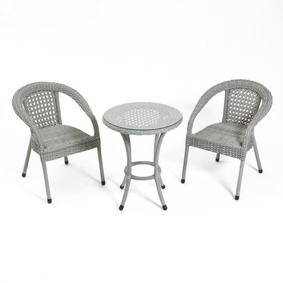Набор садовой мебели &quot;Ротанг&quot; 3 предмета: стол + 2 кресла, серый