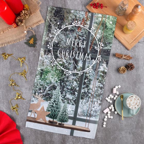 !09 Полотенце Merry Christmas 40х73 см, 100% хл, саржа 190 гр/м2