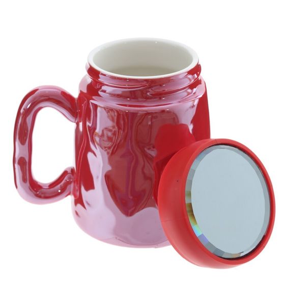 Кружка с крышкой, L6,6 W6,6 H11 см, цвет микс