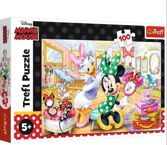 Trefl Puzzle 100 Minnie w salonie kosmetycznym