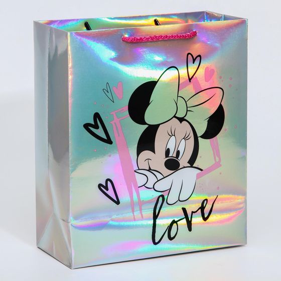 !09 Пакет (набор 4 штуки) голография горизонтальный "Love", Минни Маус, 25 х 21 х 10 см