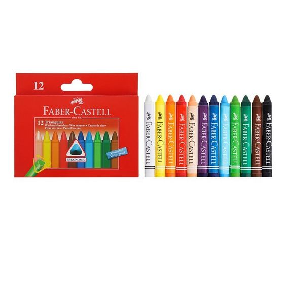 Мелки восковые 12 цветов Faber-Castell TRIANGULAR, трёхгранные