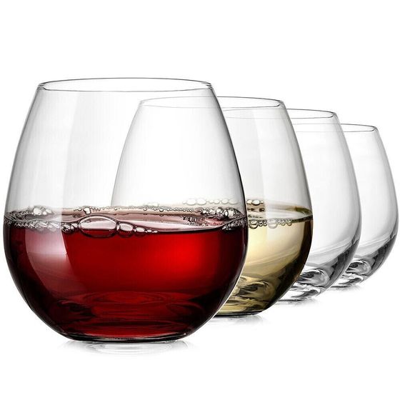 4 Piece Stemless Wine Glasses Set - Perfect For Wine &amp; Other Cocktails