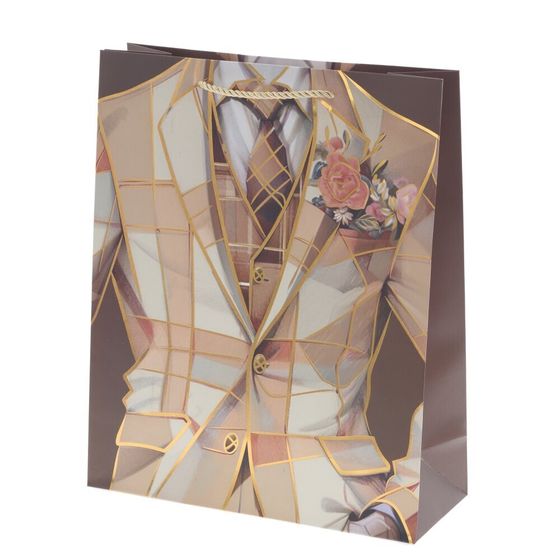 Пакет подарочный (бумага 210г/м2, блок микс 12шт), L26 W10 H32 см, 4в.