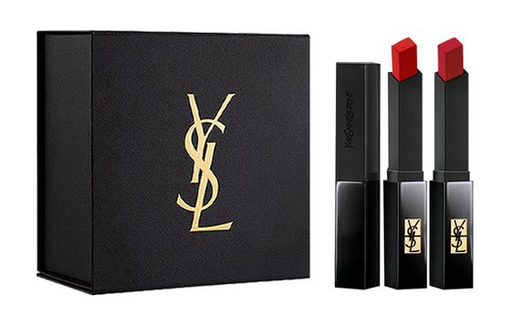 SAINT LAURENT Small Black Stripes Double Pack Lipstick Set Easy To Blend Complexion 2g*2