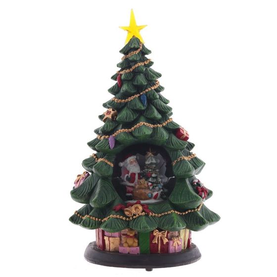 Фигур декор в стекл шаре &quot;Елка и дед Мороз&quot; (подсв, муз, вьюга, AAх3 н/п), D 10 см, L19,5 W19,5 H35