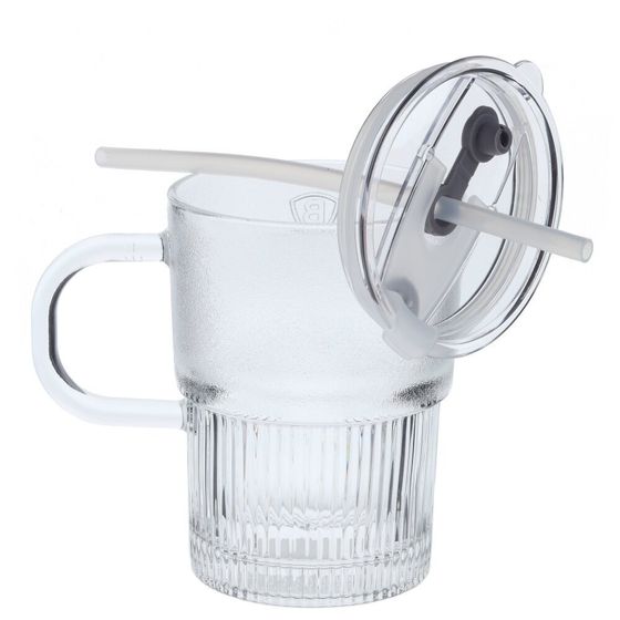 Кружка с трубочкой, 400 мл, L12 W7,5 H12 см, цвет микс