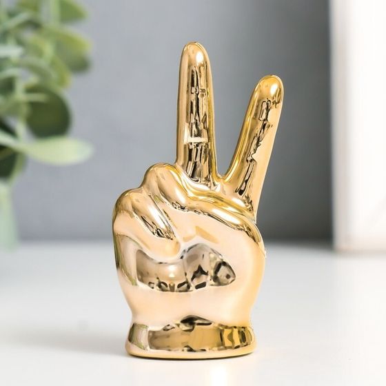 Сувенир керамика &quot;Рука - Мир&quot; золото 4х2,7х7,5 см