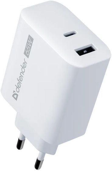 Сетевое З/У Defender UPA-165 2xUSB-A+C белый (83582)