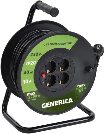 Удлинитель силовой IEK Generica УК40 3x1.0кв.мм 4 роз. 40м пластик (WKP10-10-04-40-G)