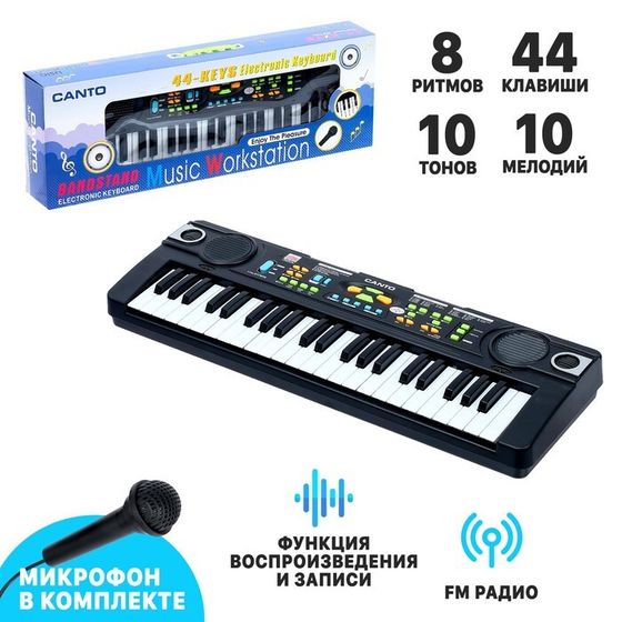 Синтезатор «Музыкант-2» с FM-радио, микрофоном, 44 клавиши, работает от сети и от батареек