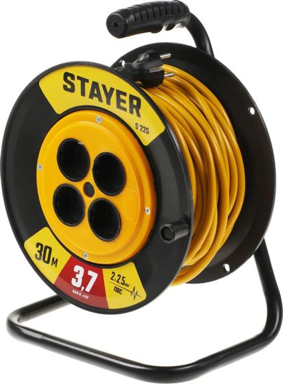 Удлинитель силовой Stayer 55070-30 2x2.5кв.мм 4 роз. 30м пластик (55070-30)