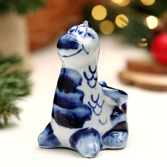 !09 Сувенир (набор 2 штуки) &quot;Дракон Эшли&quot;, 6x7x8 см. гжель