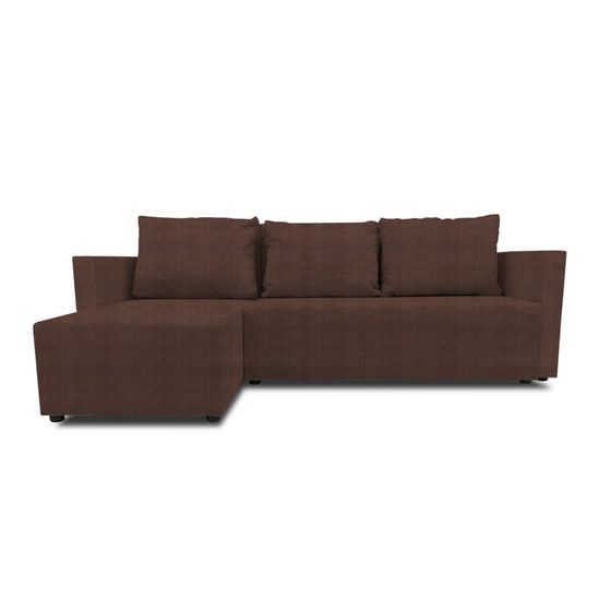 Угловой диван «Алиса 3», еврокнижка, велюр shaggy, цвет chocolate
