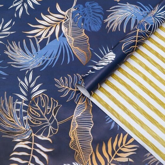 !09 Бумага упаковочная 2 листа глянцевая двусторонняя &quot;Тропики&quot;, 100 х 70 см