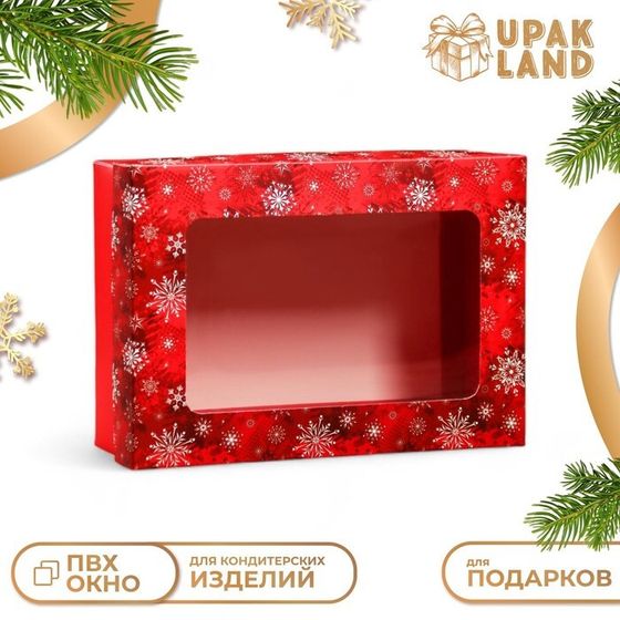 Коробка складная, крышка-дно, с окном &quot;С Новым Годом&quot; 24 х 17 х 8 см