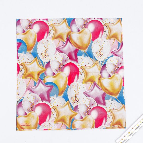 !Салфетки 2 упаковки: «С днём рождения», единорог+Салфетки «Влюбленность», 25х25 см, набор 20 шт.